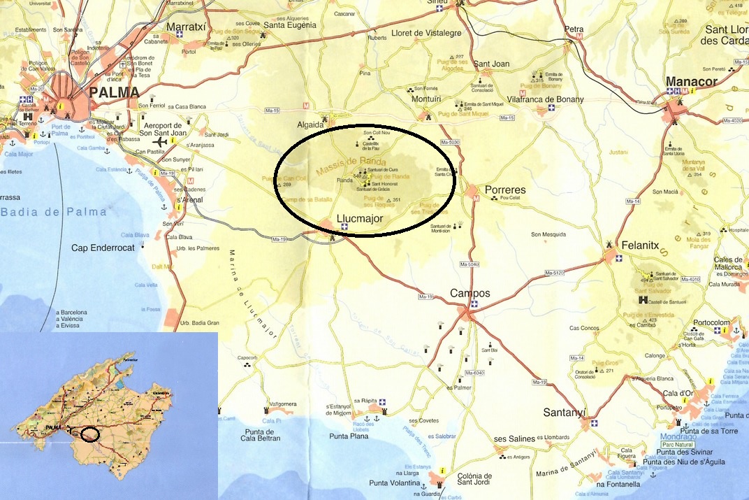 Mapa de localització del santuari de Cura